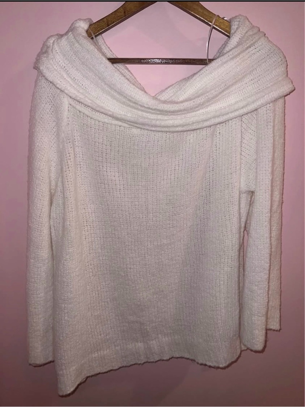 Altar'd State Cream Off-Shoulder Cowl Neck Sweater